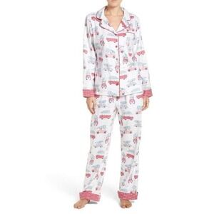 Munki Munki Womens holiday pajama set flannel Tree Shopping christmas print S UC